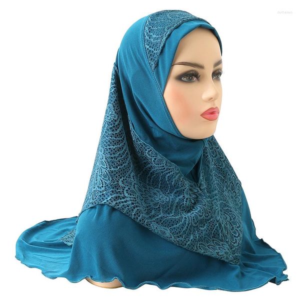 Vêtements ethniques 1pc fille dentelle couture voile chapeau cristal lin foulard femmes écharpe cadeau fête universelle