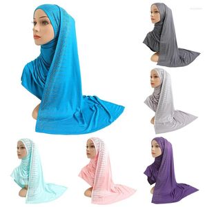 Etnische Kleding 1pc Modale Katoenen Sjaal Lange Maleisië Strass Hoofd Sjaals Vrouwen Moslim Arabische Hijab Headwrap Sjaals Dames Stola