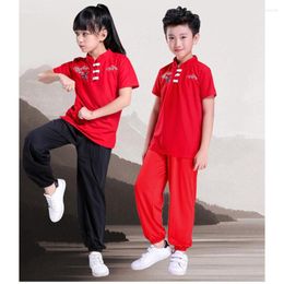 Roupas étnicas terno bicolor infantil treinamento vintage taiji kostum vermelho clássico uniforme mongkok