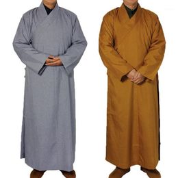 Etnische Kleding 2 Kleuren Shaolin Tempel Kostuum Zen Boeddhistische Gewaad Lay Monnik Meditatie Gown Boeddhisme Kleding Set Training Uniform S261x