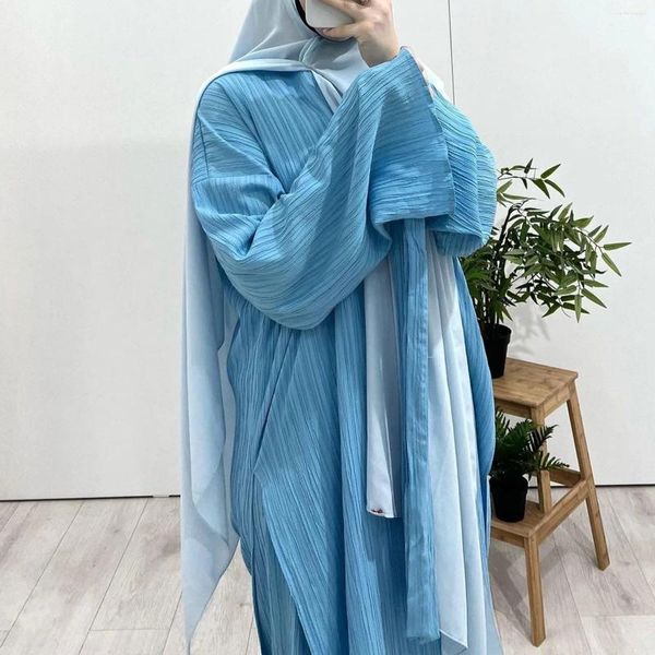 Vêtements ethniques 2 pièces Abaya Slip sans manches Hijab Set correspondant ensembles musulmans plaine ouverte Abayas pour femmes Dubaï Turquie africain islamique