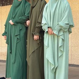 Vêtements ethniques 2 pièces Khimar et Abaya set une longue robe de hijab vêtements de prière musulman niqab pour les femmes Turquie Ramadan Islam Dubai Tenues Burqa