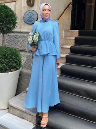 Etnische kleding 2-delige moslimsets Dubai Turkse shirtblouses Tops met lange rok Eid Islamitische bescheiden outfit voor vrouwen Ensembles Musulmans