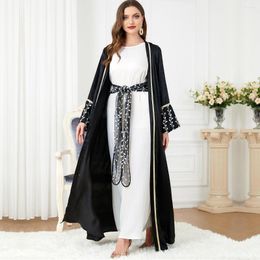 Vêtements ethniques 2 pièces ensembles musulmans pour les femmes Ramadan arabe Femme Kimono Abaya Robe Eid islamique Turquie Jalabiya Robe marocaine caftan Robe