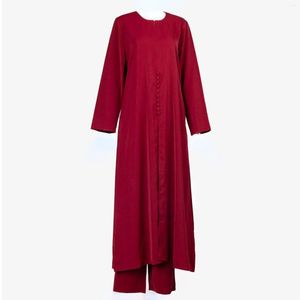 Etnische kleding 2 -delige moslimsets Islam Outfits Lange mouw Top Abaya Turkije Dubai Wijd beenbroek Ramadan Islamitische Kaftan -jurk
