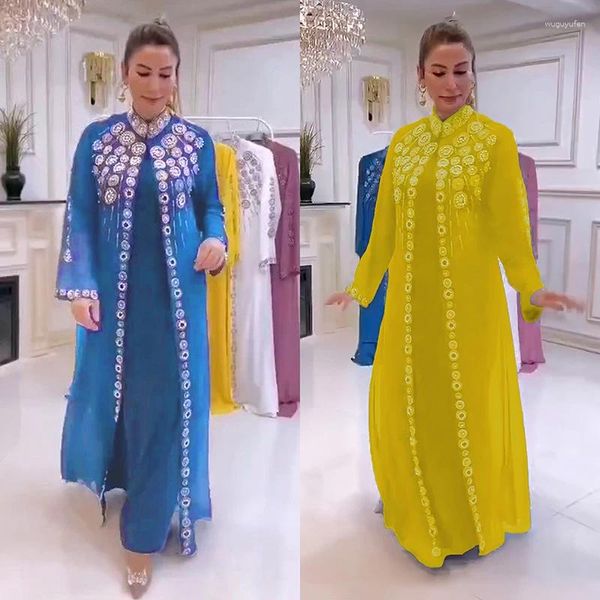 Vêtements ethniques 2 pièces Ensemble Robes africaines pour femmes Dashiki 2024 Maxi Robe Traditionnelle Afrique Musulman Abaya Mousseline de soie Robe Robe Robe