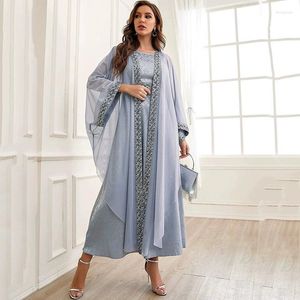 Vêtements ethniques 2 pièces ensemble ouvert Abayas pour femmes 2023 intérieur arabe dubaï Hijab musulman dinde robe de luxe robe traditionnelle dames Abaya