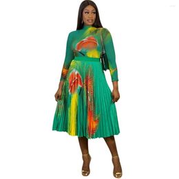 Vêtements ethniques Jupe en 2 pièces Définit des vêtements africains pour les femmes Style de mode Spring Automne Africa Lady Polyester Printing Top and Jirts