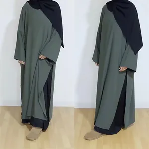 Vêtements ethniques 2 pièces Ensemble Femmes musulmanes Abaya Maroc Robe de soirée Abayas Prière Robe à manches longues Ramadan Musulman Maxi Robes