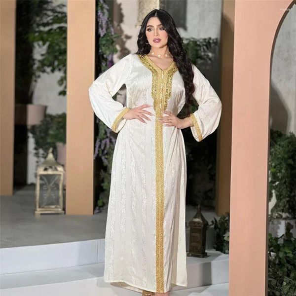 Vêtements ethniques 2 pièces Ensemble Femmes Musulman Satin Abaya Sans Manches Robe Blanche Tenues Islamique Jalabiya Eid Marocain Kaftan Dubaï Turquie Robe