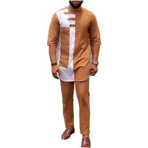 Vêtements ethniques 2021 Style européen et américain hommes haut ensembles coton costumes africains hommes tenues t-shirts avec pantalon vêtement