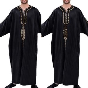 Vêtements ethniques 2021 Hommes Islamique Arabe Kaftan Musulman Manches Longues Lâche Abaya Robes Mode Arabie Saoudite Dubaï Mens Jubba Thobe279Z