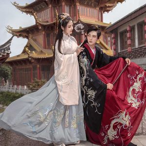 Etnische kleding 2021 Nieuwe geborduurde Hanfu -kleding voor paar Chinese traditionele mannen/vrouwen komt Han Tang Song Ming Dynasty Clothing DQL5458 G230428