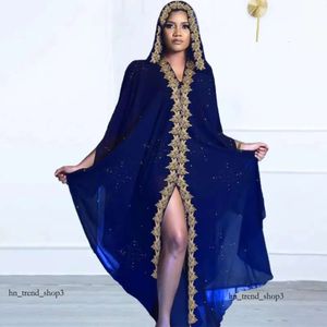 Vêtements ethniques 2021 Ouvert Abaya Dubaï Pierres turques Robe à capuche en mousseline de soie Musulman Kaftan Kimono Femmes africaines Plus Taille Boubou Robes 186