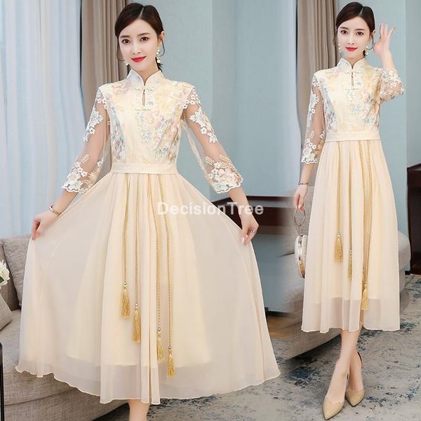 Vêtements ethniques 2021 Robe orientale Femmes chinoises traditionnelles Qipao Elegant Cheongsam Lady Mariage de mariage Vestidos