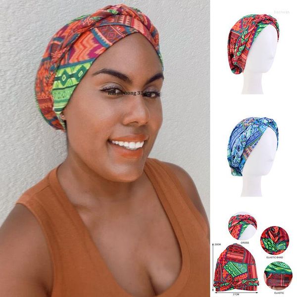 Vêtements ethniques 2022 Africain Imprimer Stretch Bandana Head WrapFloral Braid Satin Doublé Bonnet Foulard Turban Chapeaux Accessoires De Cheveux