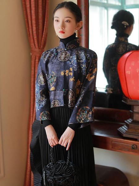 Vêtements ethniques 2022 automne Style chinois traditionnel Hanfu haut imprimé Cheongsam Oriental Blouse élégant Festival robe de soirée Qipao