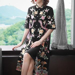 Vêtements ethniques 2022 chinois traditionnel Qipao Cheongsam Vestidso Vintage fleur broderie soirée robe de soirée Oriental lâche Ao Dai A156