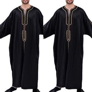 Etnische Kleding 2022 Mannen Islamitische Arabische Kaftan Moslim Lange Mouwen Losse Abaya Gewaden Mode Saudi Arabië Dubai Heren Jubba thobe