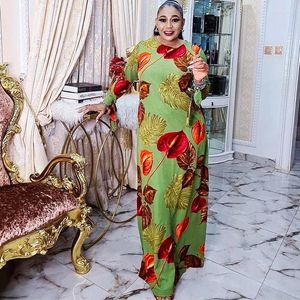Abbigliamento etnico 2022 Abiti musulmani per le donne Africano Dubai Turchia Maxi abito O-collo Stampa manica lunga Abito novità Kanga Bouou