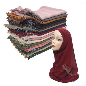 Etnische kleding 2022 Moslimhoofddoek Chiffon Rhinestone Snijden Hijab Grote hoofddoek Veilstijl Casual vrouwen Shawl wrap 70 170 cm