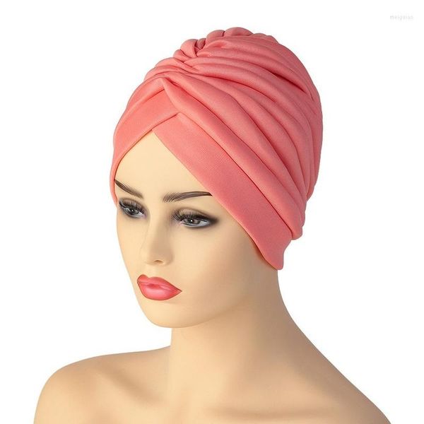 Ropa étnica 2022 Primavera Musulmán Hijabs Bonnet Sombreros Twisted Turban Space Layer Head Wraps Árabe Negro Mujeres Tocado Headwear