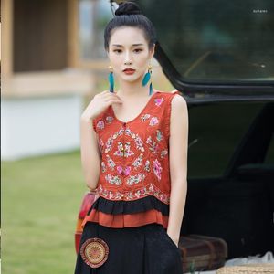 Vêtements ethniques 2022 traditionnel Gilet vêtements rétro chinois Vintage femmes gilet veste Oriental fleur broderie Tang costume haut Ropa