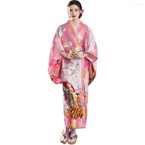 Vêtements ethniques 2022 Femmes Japonais Kimono Chinois Traditionnel Soie Satin Wafuku Soirée Hanfu Robe Printemps Été Robes Plus Taille