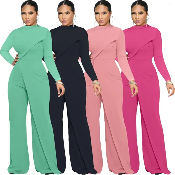 Vêtements ethniques 2023 Vêtements africains pour femmes Automne Printemps Manches longues O-Cou Noir Vert Rose Polyester Combinaison