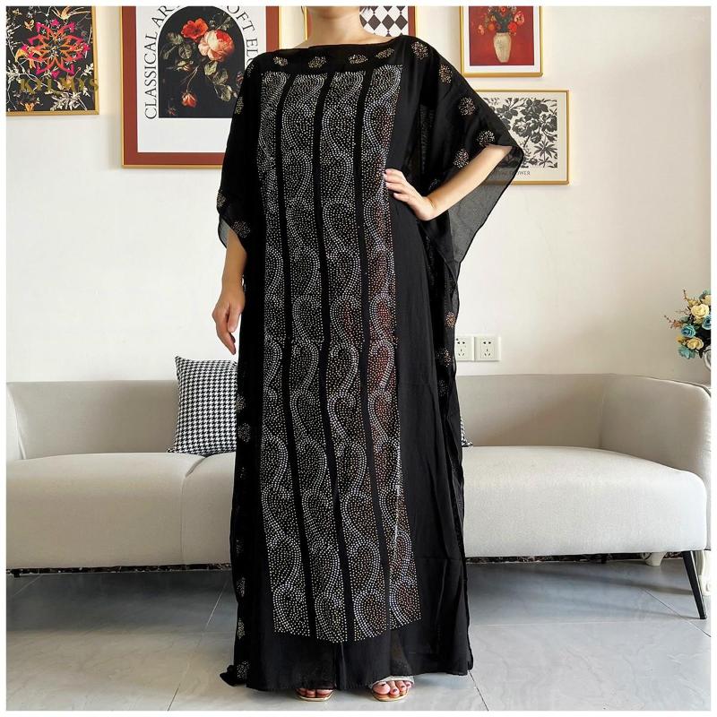 Ethnic Clothing 2023 African Long Maxi Dress Dresses For Women Plus Size Both Side Diamond Robe Femme Clothes