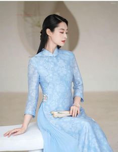 Vêtements ethniques 2023 Ao Dai Style classique Aodai robe à manches longues femmes fleur impression Vietnam élégant fête Oriental Qipao