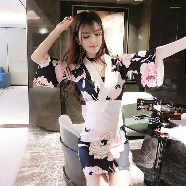 Vêtements ethniques 2023 Arrivée Sexy Robes japonaises Kimono Cosplay Obi Yukata Femmes Traditionnelles Kimonos Geisha Costume FF2122