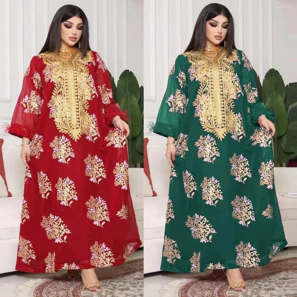 Vêtements ethniques 2023 Arrivée Robe d'été pour femmes Luxe Abaya Hijab Manches longues Robe islamique Robe de couleur rouge Kaftan Robes de soirée