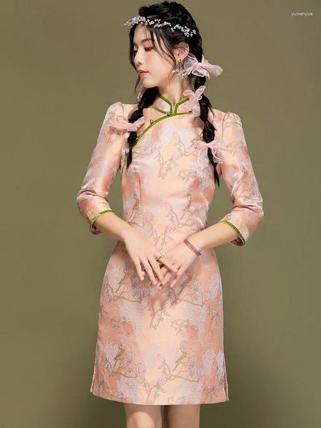 Roupas étnicas 2023 Outono Inverno Chirpaur Chinês Trendy Bridal Shower Qipao Vestidos