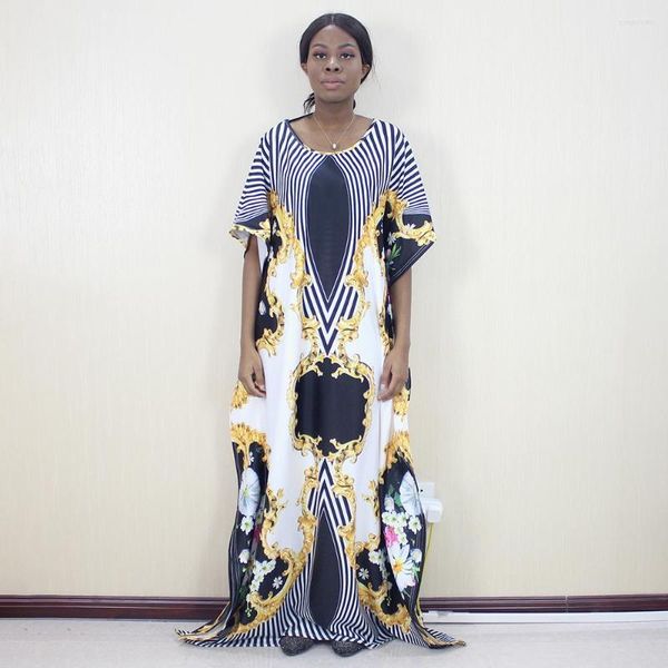 Ropa étnica 2023 otoño mujer flor impresa cuello redondo Maxi vestido africano Dashiki vestidos para mamá