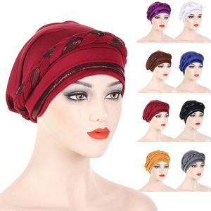 Etnische Kleding 2023 Vlechten Tulband Vrouwen Moslim Hijab Hoed Mode Hoofddoek Motorkap Chemo Cap Haaruitval Head Cover Mutsen Hoofddeksels