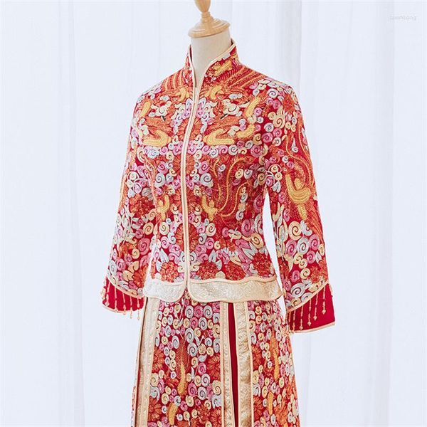 Vêtements ethniques 2023 mariée rouge Phoenix broderie robe de mariée Cheongsam Qipao traditionnel chinois Vintage robes