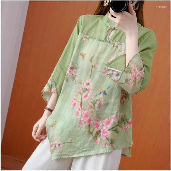 Vêtements ethniques 2023 Cheongsam Blouse traditionnelle orientale chinoise pour femmes Tops Hanfu Qipao Top 30999