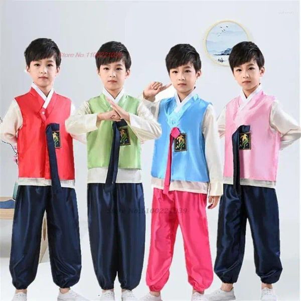 Vêtements ethniques 2023 Enfants coréens traditionnels anciens hauts pantalons ensemble cour vêtements officiels scène performance costume Hanbok