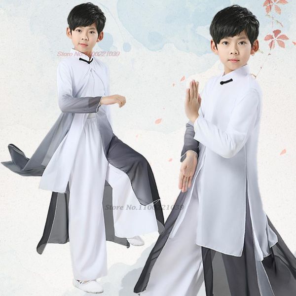 Ropa étnica 2023 Niños chinos Tai Chi Performance traje de actuación Wushu Kungfu Uniforme de competencia de arte marcial