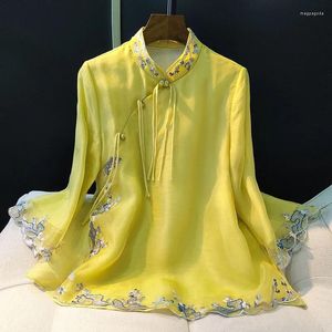 Etnische kleding 2023 Chinees borduurwerk elegantie shirt mode nationale stijl vrouwen vintage los vrouwelijke tang suit top lente herfst blouse