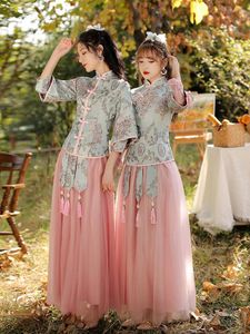 Vêtements ethniques 2023 chinois fée soeurs robe de demoiselle d'honneur ensemble femmes été élégant Tang Costume Hanfu robes Style chinois