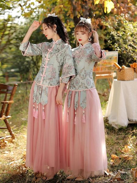 Vêtements ethniques 2023 chinois fée soeurs robe de demoiselle d'honneur ensemble femmes été élégant Tang Costume Hanfu robes Style chinois
