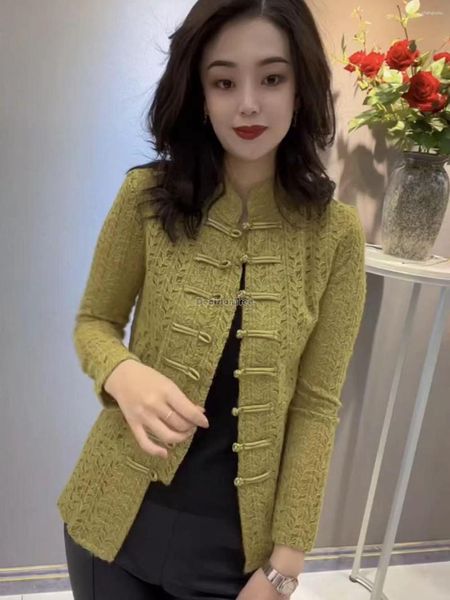Vêtements ethniques 2023 Style chinois Femmes Tangsuits améliorés Manteau de mode quotidien Lady Cheongsam Boucle de disque Nail Perle Vintage Veste