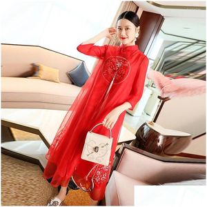 Vêtements ethniques 2023 Robe d'été chinoise broderie Cheongsam Femmes Qipao Chine Robes de style oriental Suit Fairy Classic Two Piece D DHNCM