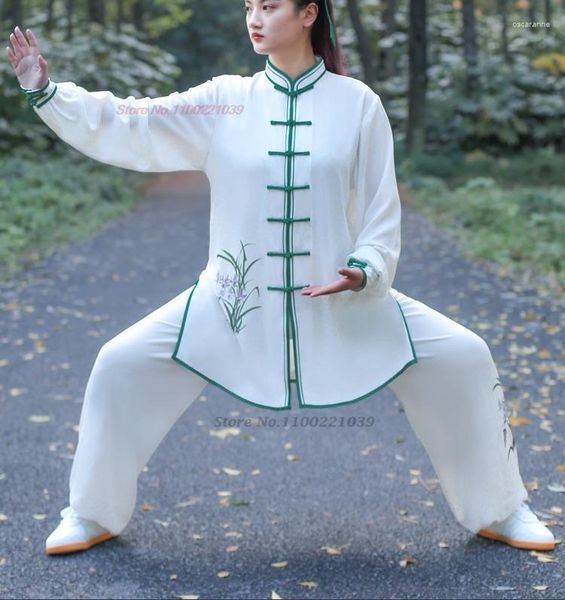 Ropa étnica 2023 Tai chi chi artes marciales ropa tradicional taijiquan práctica wushu estampado de flores deportes al aire libre