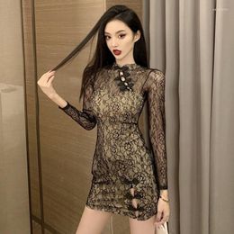 Vêtements ethniques 2023 robe traditionnelle chinoise femmes Sexy Lingerie dentelle tentation rétro discothèque fête moulante Vestidos Cheongsam Qipao