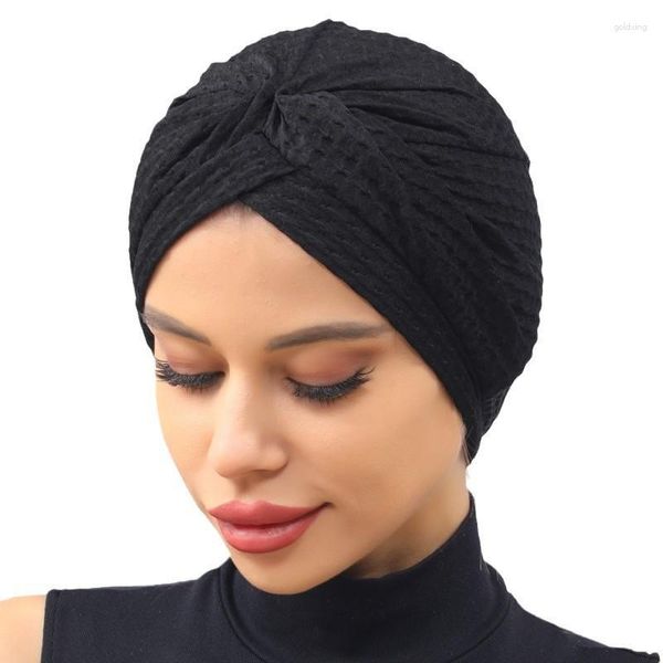 Vêtements ethniques 2023 Cross Twist Femmes Turban Cap Élastique Solide Couleur Head Wraps Bonnet Musulman Prêt À Porter Hijab Caps Turbante Mujer