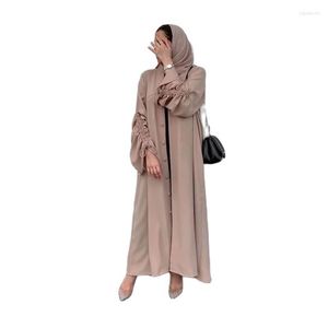 Vêtements ethniques 2023 dubaï moyen-orient épissé à manches longues Cardigan fille femmes Robe musulman été Maxi Robe islamique Ramadan Abaya