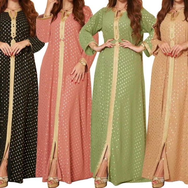 Vêtements ethniques 2023 robe de soirée élégante pour les femmes mode or estampage turquie arabe Jalabiya islamique Ramadan Eid musulman Robes Femme